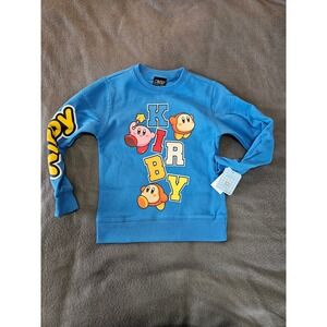 Kirby Nintendo Blue Fleece Sweatshirt Kids Medium M Waddle Dee Graphic Pullover